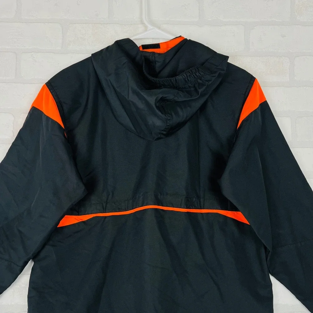 Holloway Kids Black and Orange Hooded Full Zip Windbreaker Athletic Jacket XL
